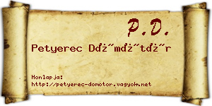Petyerec Dömötör névjegykártya